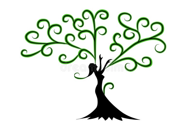 Woman Tree with hands stock illustration