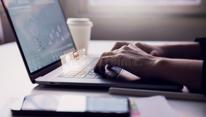 Woman Typing Keyboard Laptop and Account Login Screen on the Working in the  Office on Table Background. Stock Image - Image of keyboard, connection:  143196687