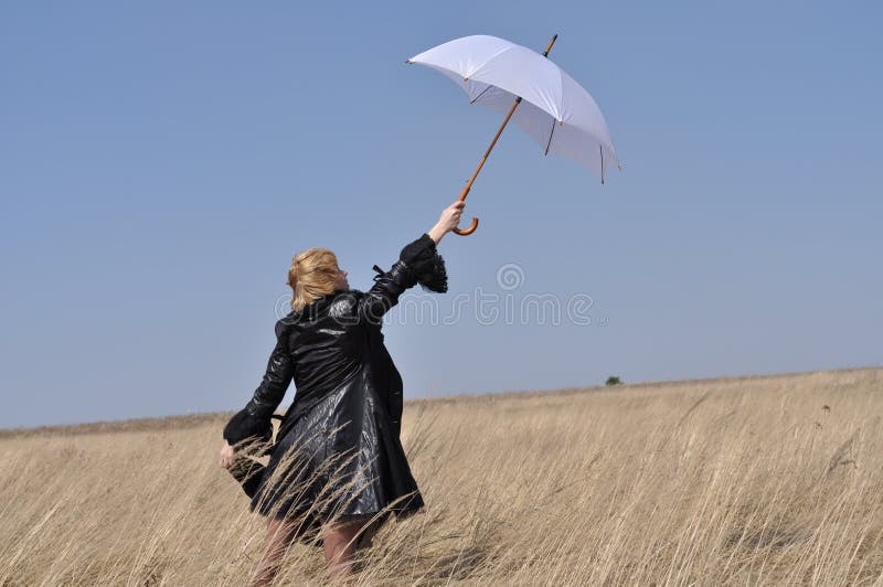 Woman with umbrella rain