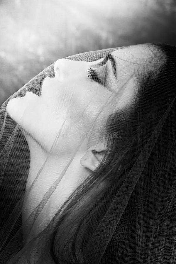 Woman under veil stock image