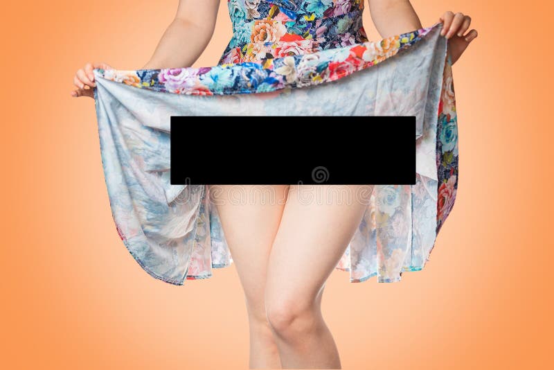 Woman Up Her Skirt and Shows Her Underwear. the Black Stripe Covers the  Intimate Parts of the Body. Close-up Stock Photo - Image of obscenity,  hidden: 246957896