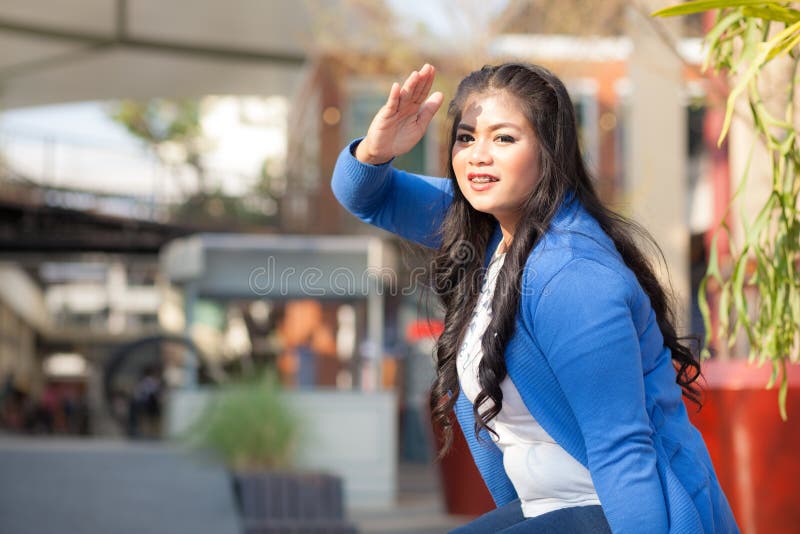 Woman use block sunlight