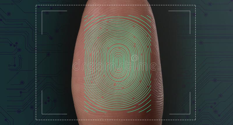 Woman using biometric fingerprint scanner on color background, closeup. Fingerprint macro stock images, royalty-free photos and pictures