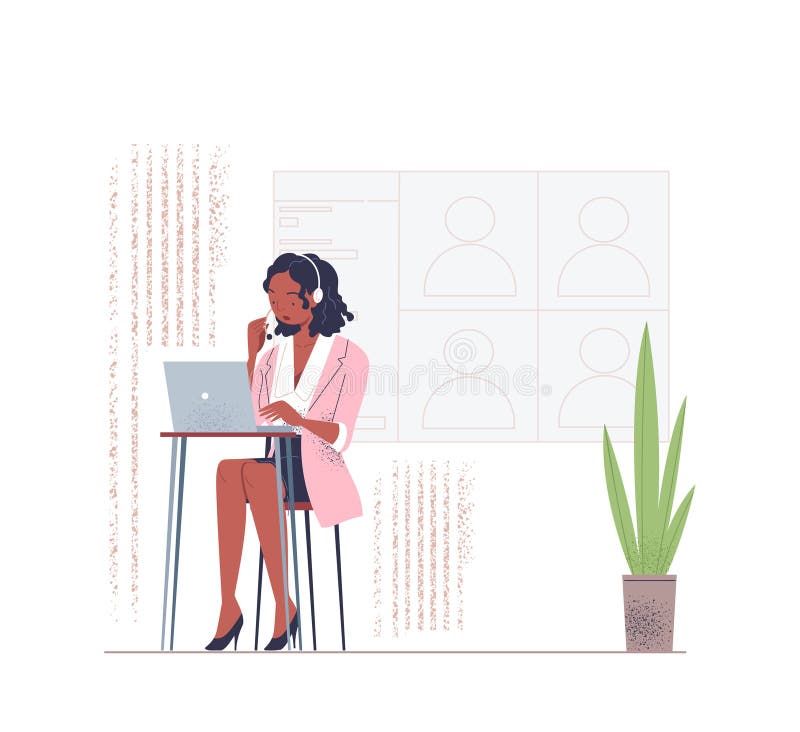 Woman using computer vector simple royalty free illustration