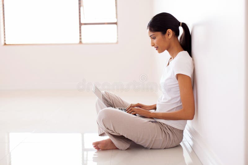 Woman using laptop computer