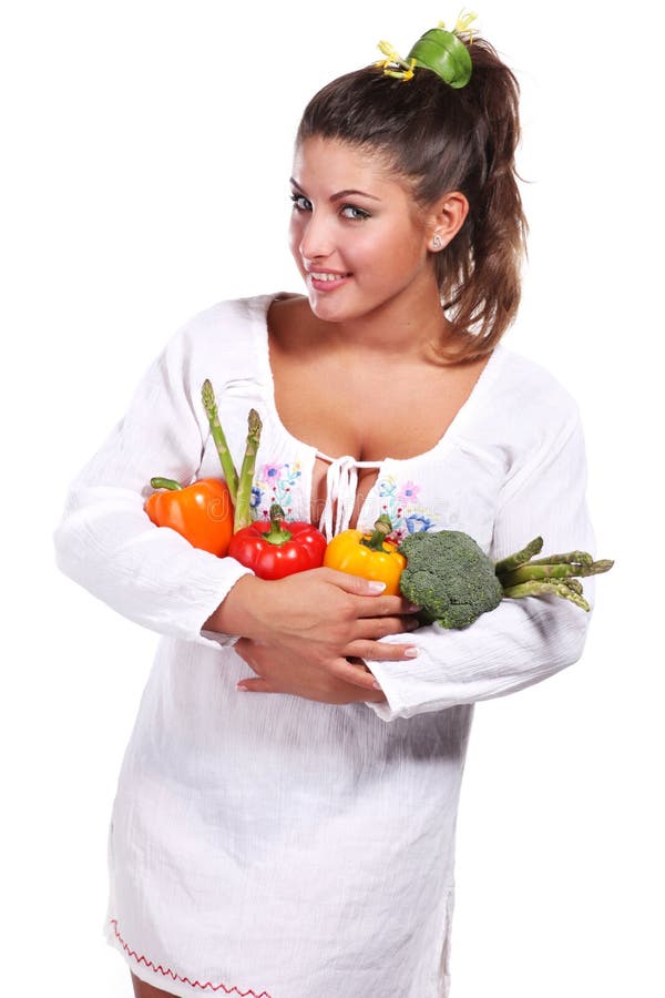 Woman and vegetables
