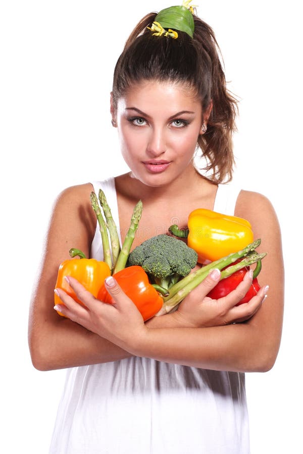 Woman and vegetables