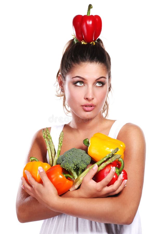 Woman and vegetables