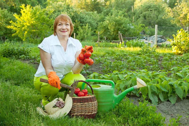 Woman in vegetables garden