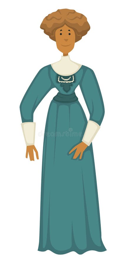 Woman in Vintage Clothes, 1910s Fashion Style Isolated Character