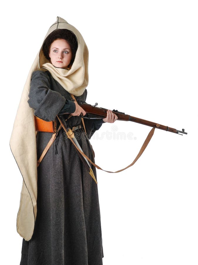 Woman In Vintage Costume Of Russian Cossack Stock Photo Image of retro, greatcoat 11117932