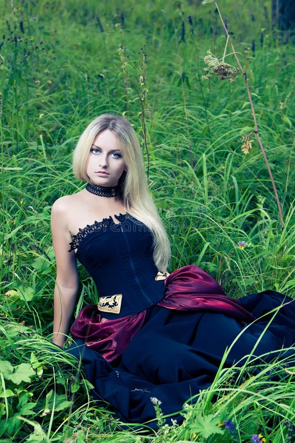 Woman in vintage dress