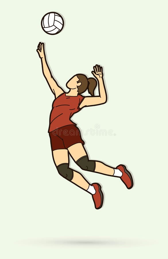 Woman Volleyball Player Action Cartoon Graphic Stock Vector - Illustration  of female, club: 148394463