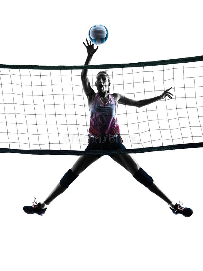 Woman Volleyball Players Isolated Silhouette Stock Photo - Image of ...