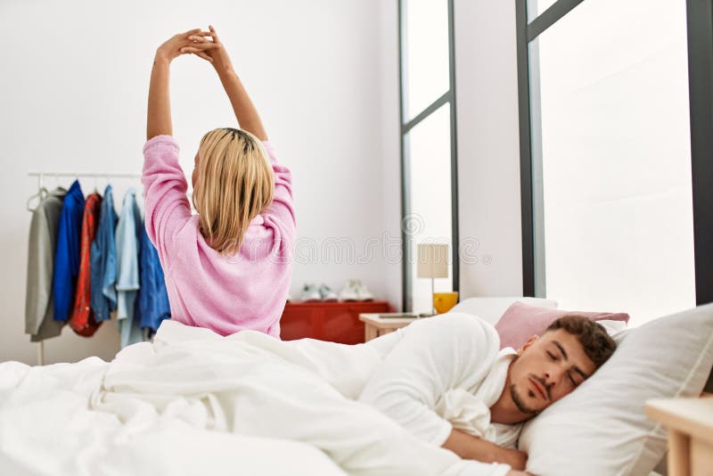 240 Man Waking Woman Lying Bed Sleeping Stock Photos - Free & Royalty ...