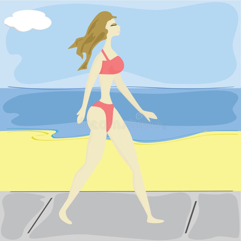 Woman walking near beach