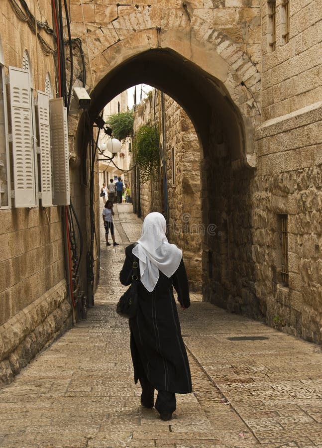 Woman Walking in the Old City, Jerusalem Israel royalty free stock photography Woman Walking in the Old City, Jerusalem Israel royalty free stock photography