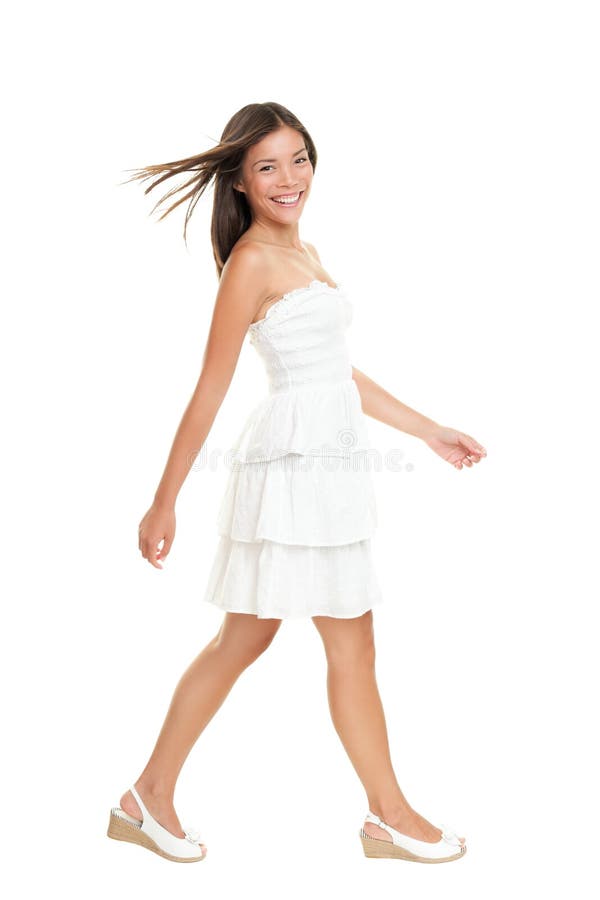 Woman Walking in Summer Dress Stock ...