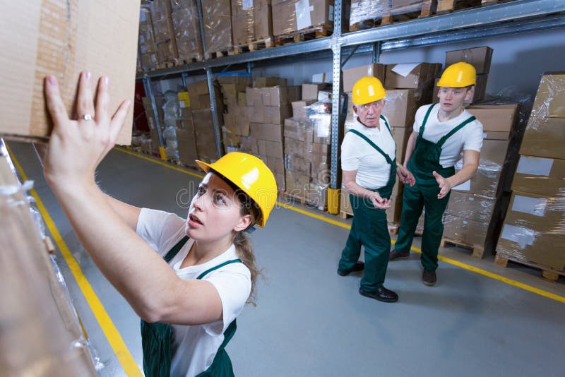 Woman in warehouse stock image. Image of people, lift 50441995