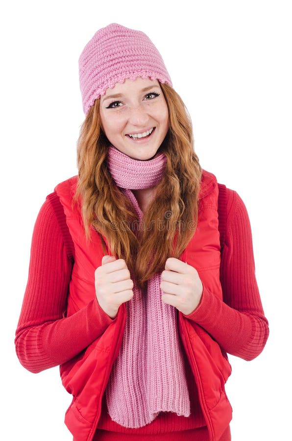 Woman in Warm Clothing Isolated Stock Photo Image of jacket, hair