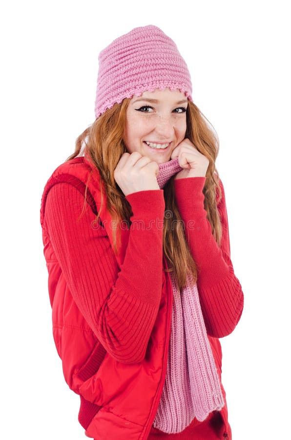 Woman in Warm Clothing Isolated Stock Photo Image of hair, girl 46984586