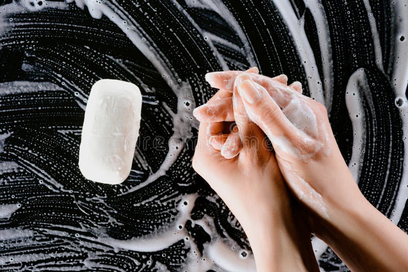 Woman Washing Hands with Soap Foam Stock Image Image of hands, person