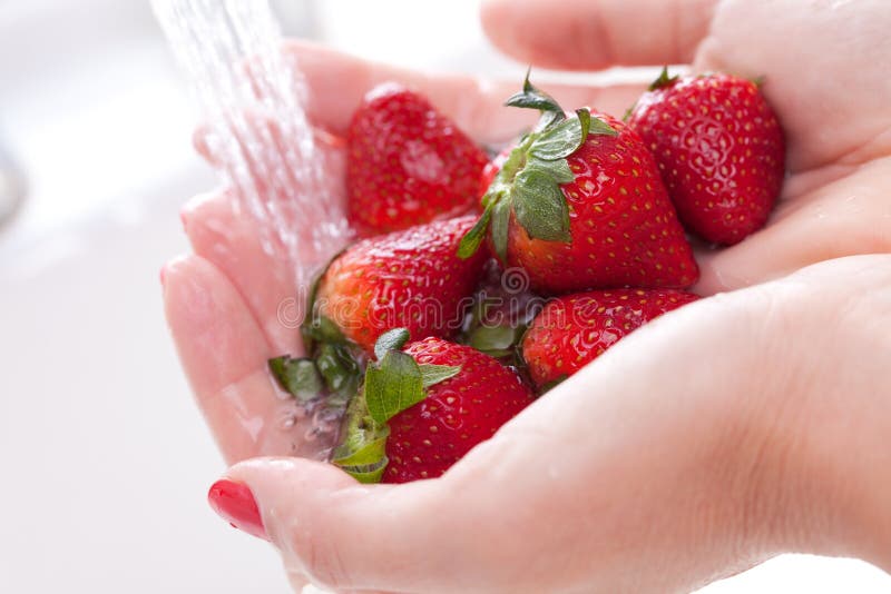 Woman Washing Strawberries