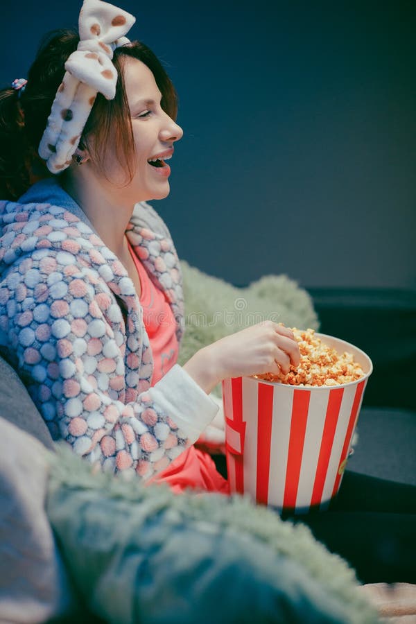 watching movie with popcorn watching movie with popcorn