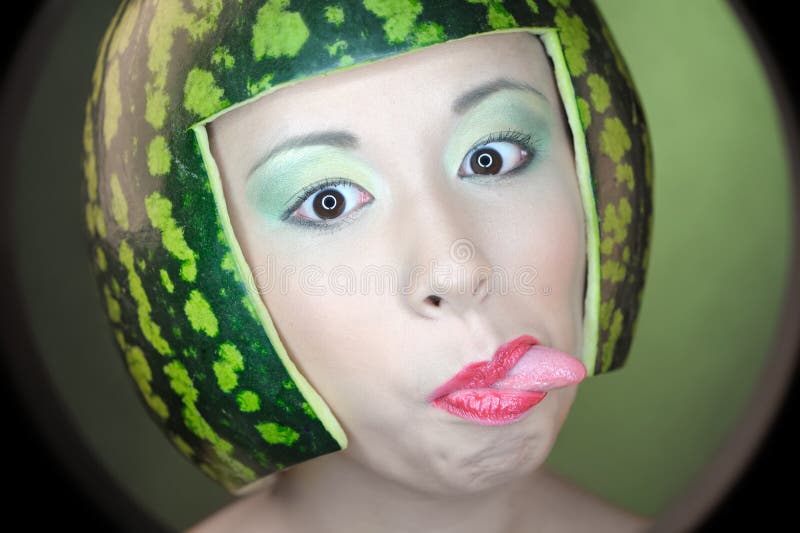 Woman with watermelon stock photo. Image of nature, healthy 18872988