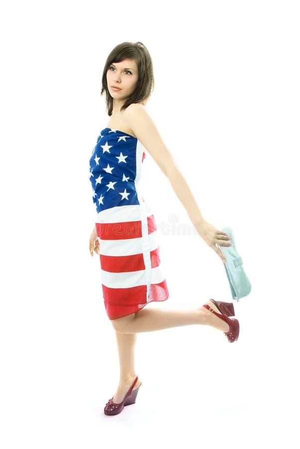 Woman wearing an American flag