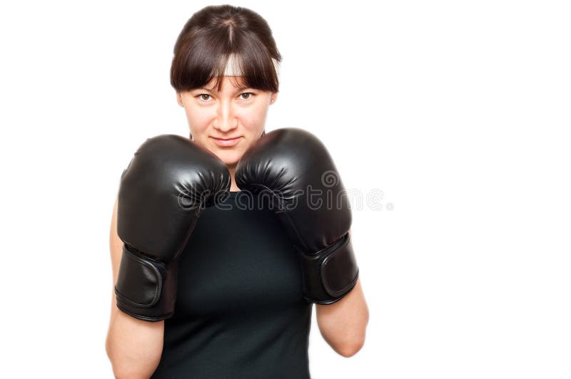 Woman Wearing Boxing Gloves Stock Photo Image of boxing, black 15237792
