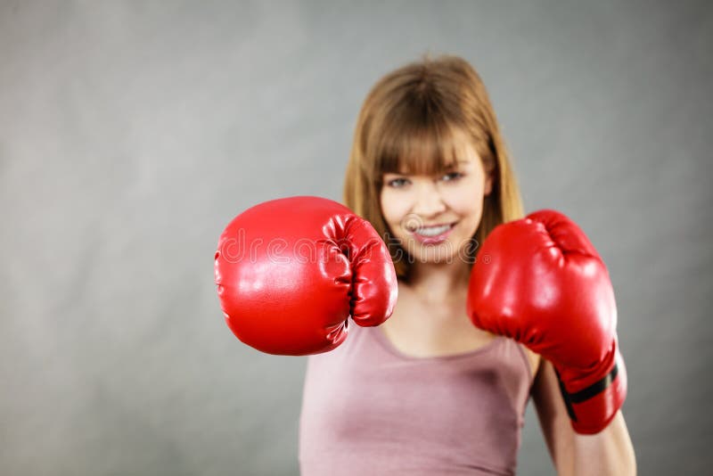 Woman Wearing Boxing Gloves Stock Image Image Of Training Fighter 119284325