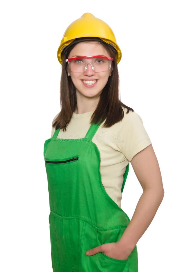 Woman wearing hard hat stock photo. Image of foreman 58136842