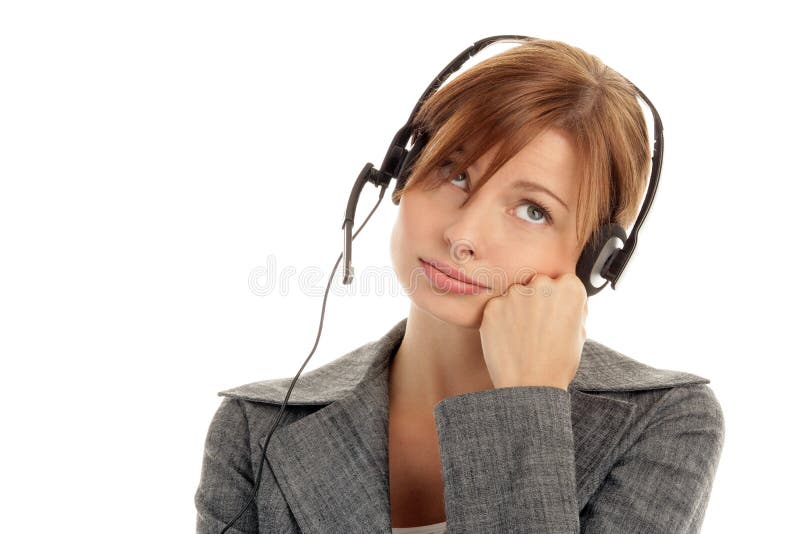 Woman wearing headset