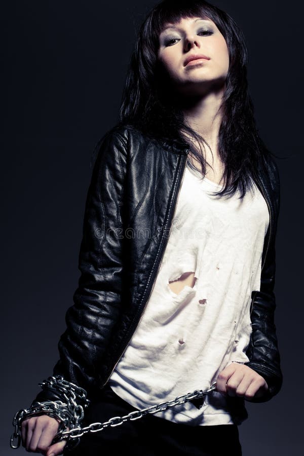 Woman Wearing Leather Jacket Stock Image Image of lady, fashion 19702971