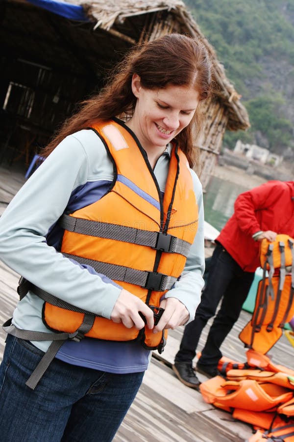 Woman Wearing A Life Jacket Royalty Free Stock Images Image 5542139