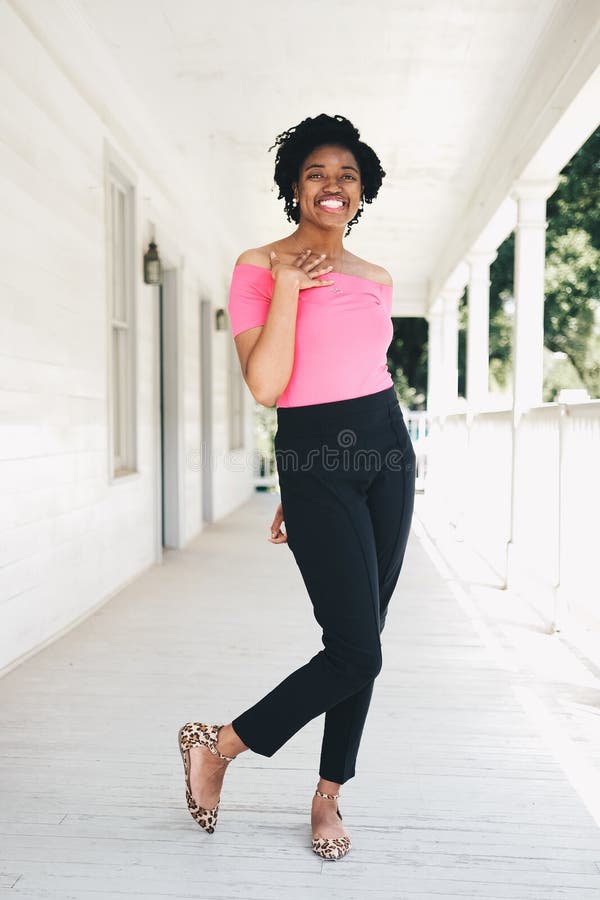 Caucasian Latin Woman with Pink Shirt and Black Pants Posing at Daytime  Stock Image - Image of girl, mexico: 215101425