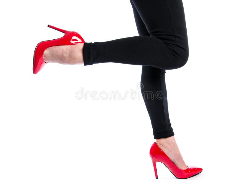 Woman Wearing Red High Heel Shoes Stock Photo - Image of legs, model ...