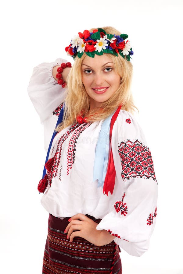 Woman Wears Ukrainian National Dress Stock Image - Image of necklace ...