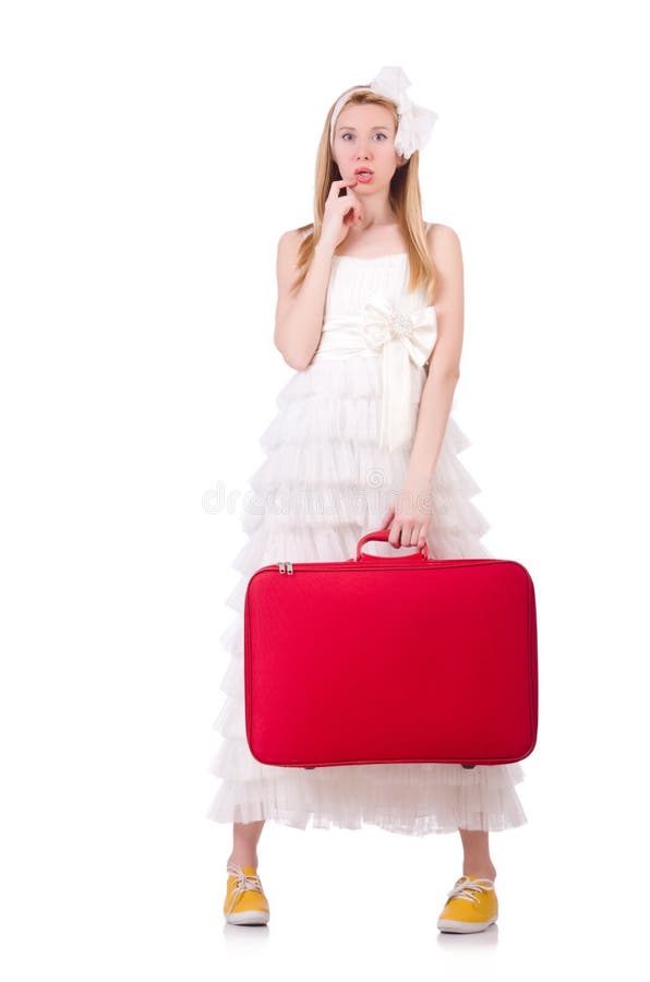 Woman in wedding dress stock photo. Image of female, baggage 45700026