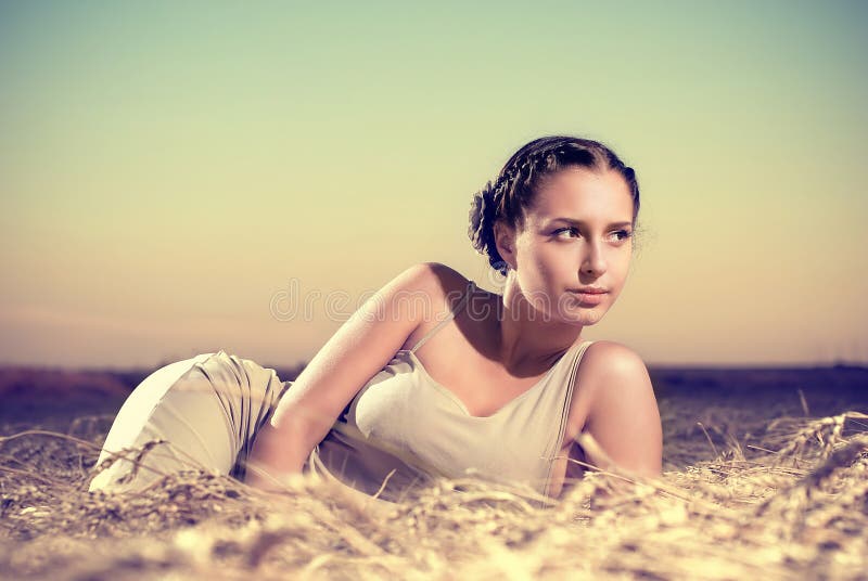 Woman on wheat