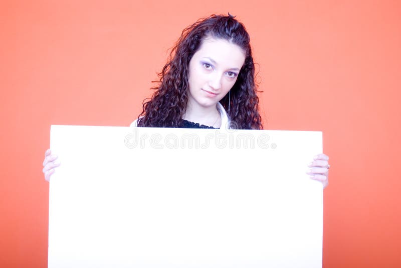 Woman with white board