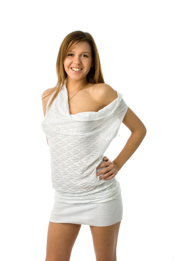 Woman in white dress stock photo. Image of dress, laughing - 2580284