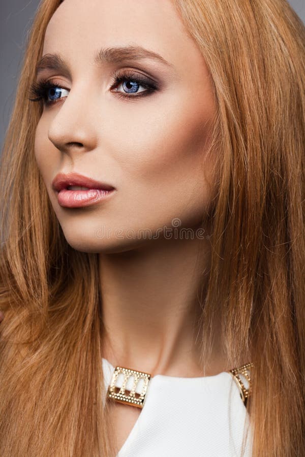 Woman in white dress stock image. Image of flirt, makeup - 32432747