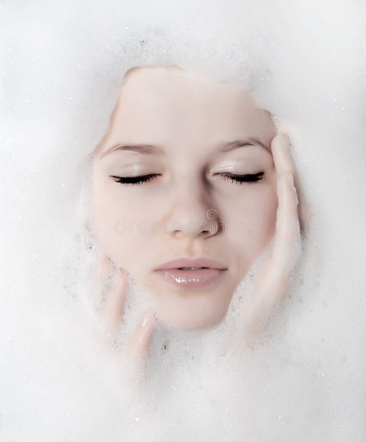 Woman and white foam