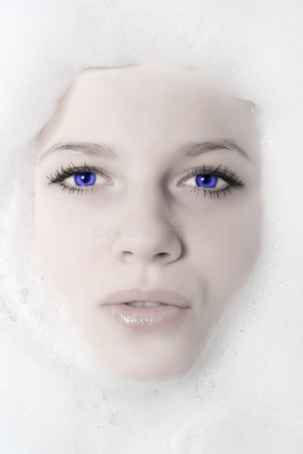 Woman and white foam