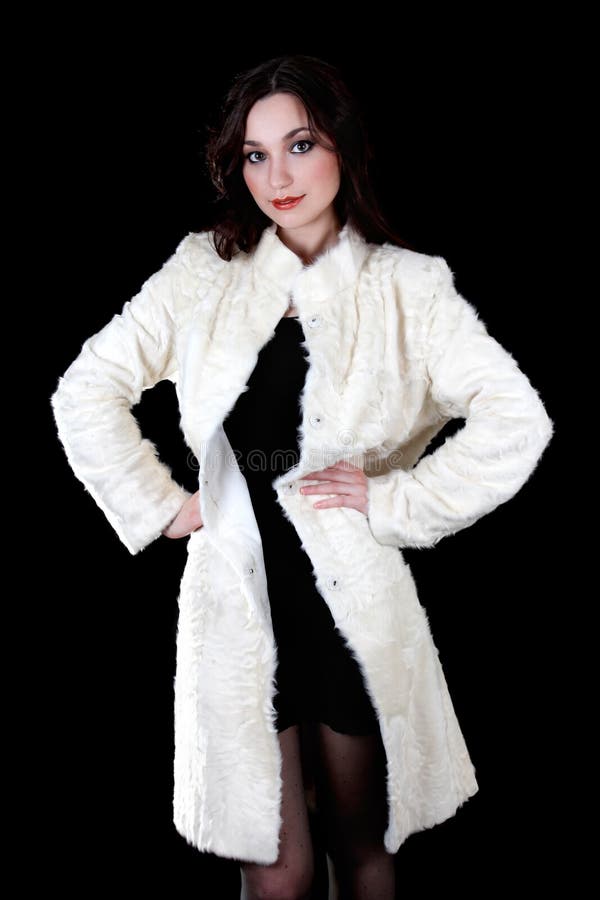 Woman in white fur coat stock image. Image of coat, elegance 24523811