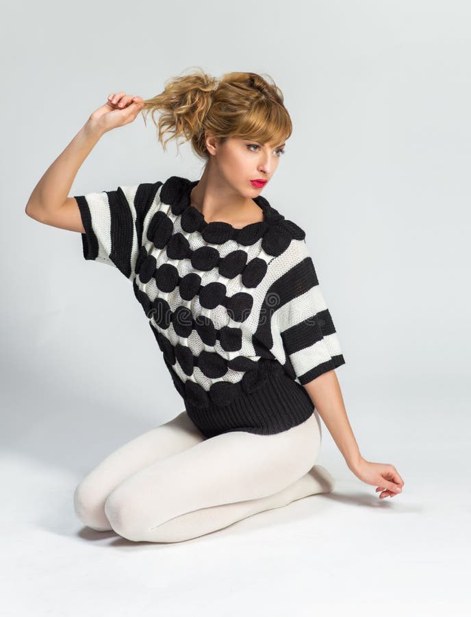 Woman in white tights o stock photo. Image of tights 44221332