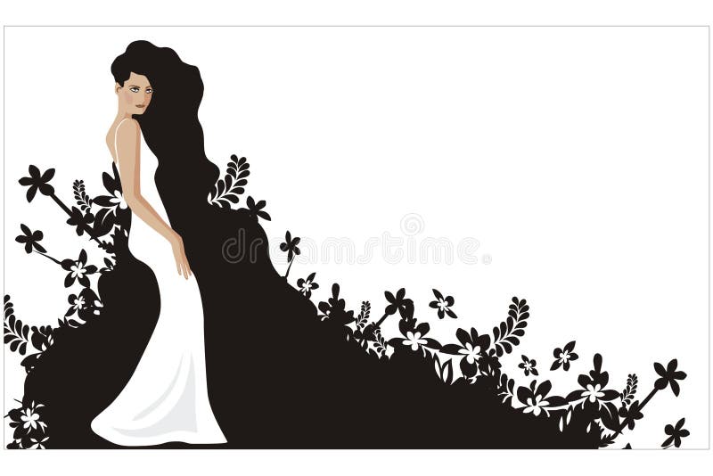 Woman whith black flower hears