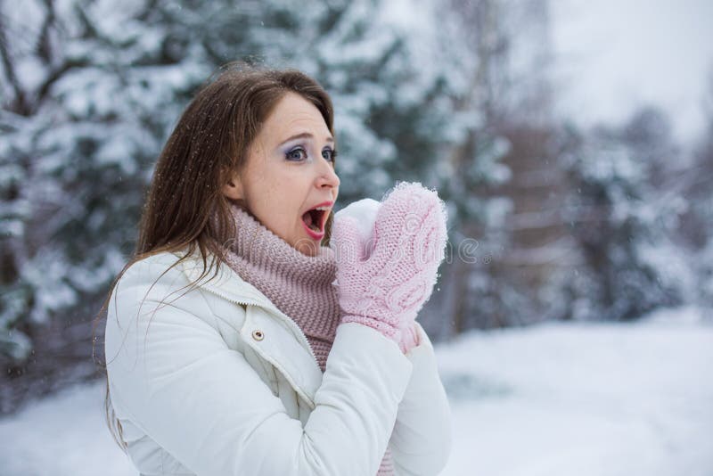 Woman Who Feels Like a Child is Having Fun in Winter Stock Image - Image of  girl, december: 212329057